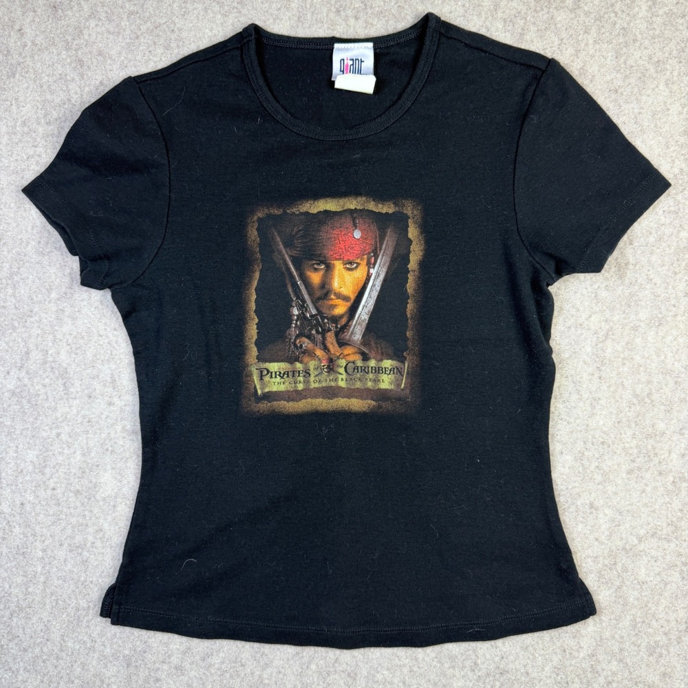 Vintage Giant Pirates of the Caribbean Jack Sparrow Black Graphic T-Shirt L